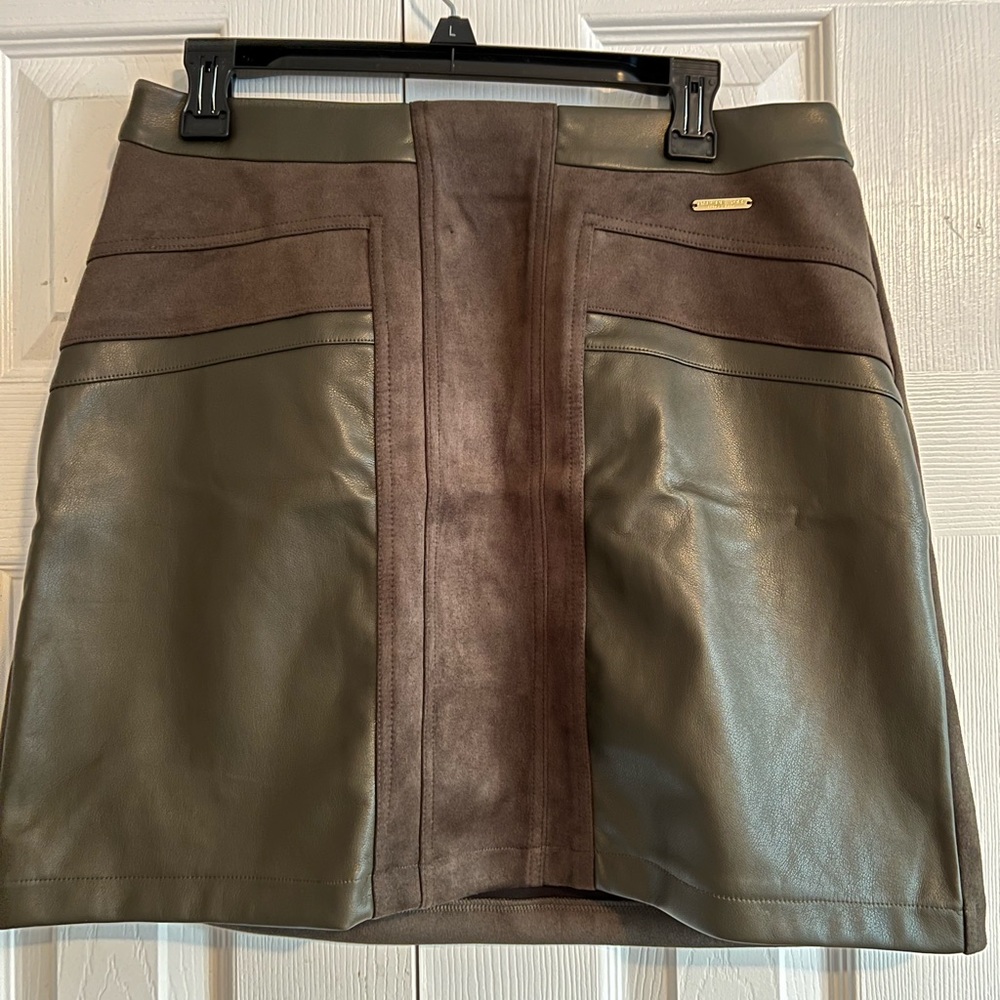 Faux suede & leather skirt